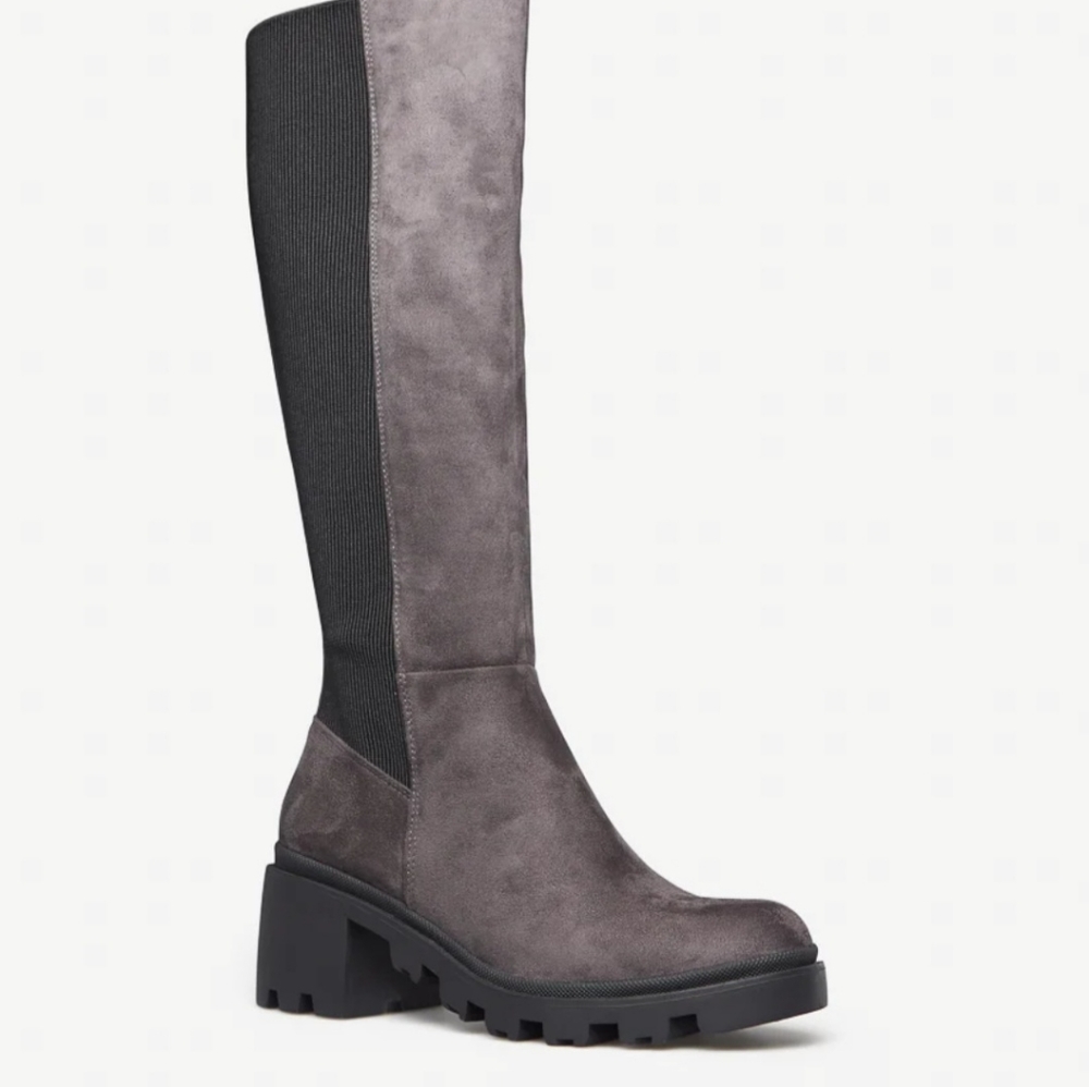 Ayden Gray Block Heel Boot Sz 11 Wide Calf Shoe Dazzle